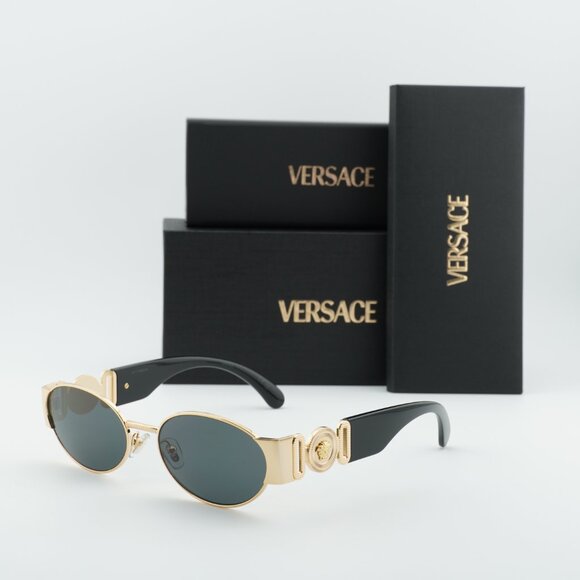 Versace VE2299 1002/87 Oval Sunglasses - Gold/Black/Dark Grey main image 6